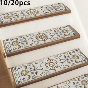 Floral Pattern Stair Mat, 1 Count Non-slip Stair Carpet, Creative Fashion Non-slip Home Decorative Mat for Home Stairs