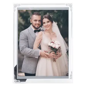 REGALWOVEN Glass Picture Frame for Tabletop Decor, Photo Frames for Horizontal and Vertical 6x8 Inch Silver