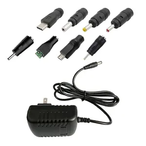 5V 2.4A power adapter, equipped with 8 optional plugs, suitable for LED power supply, closed-circuit television cameras, BT speakers, GPS, Universal power adapter for network cameras and routers