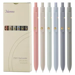Ddaowanx Gel Pens, 6 Pcs 0.5mm Quick Dry Black Ink Pens Fine Point Smooth Writing Pens, Cute Office School Supplies Gifts for Women