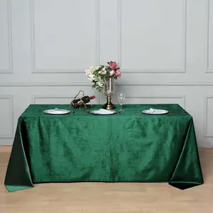 Premium Velvet Rectangle Tablecloth 90"x132" Hunter Emerald Green - Soft Textured Feel Reusable Seamless Table Cover