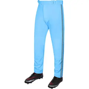 Exxact Sports Proline Adult Full Length Baseball Pants with Stripes Sky Youth Baseball Gear Quality Polyester Fashionable Stripes Relaxed Fit Soft Elastic Waistband Moisture-Wicking Fabric Perfect Fit for Boys