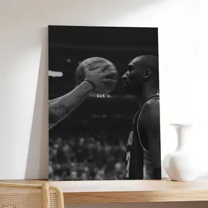 Kobe Bryant Lock In Motivational Wall Art, Black & White Basketball Poster, Sports Art