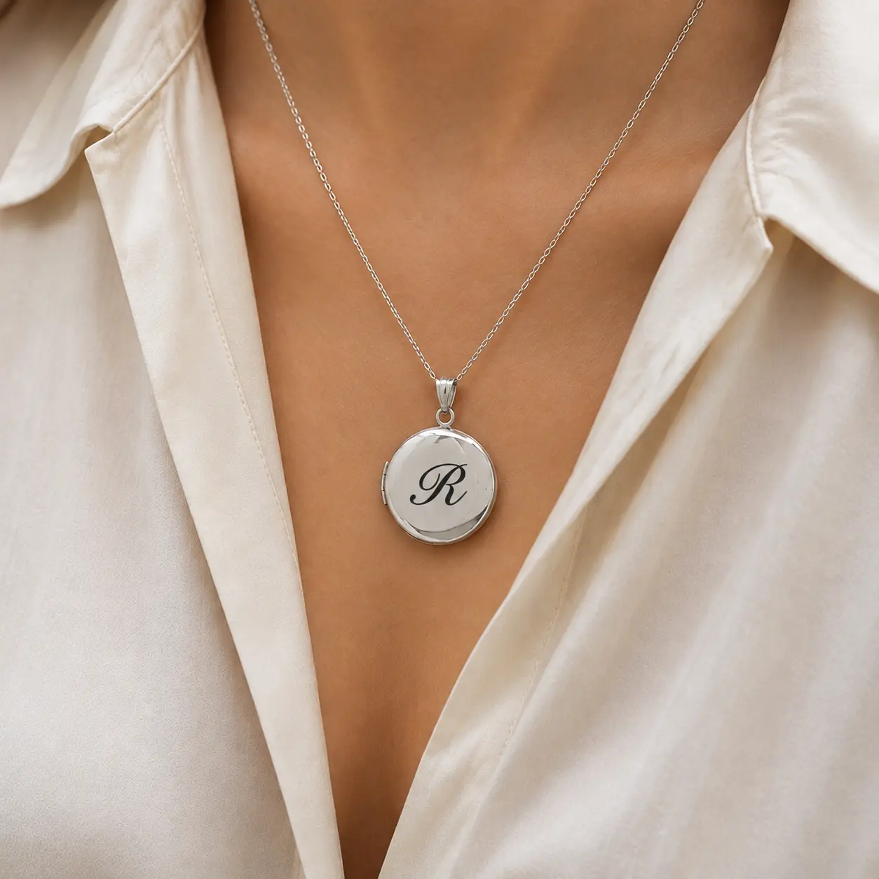 Photo Locket Necklace Custom Engraved Necklace, Minimalist Memorial Jewelry, Anniversary Gift for Her - OVAL, ROUND, HEART Locket Necklace