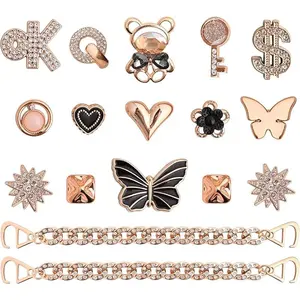 Bling Shoe Charms for Croc, Cool Diamond Pins for Adults, Luxury Shoes Decoration with Chains, Party Favors for Birthday & Christmas