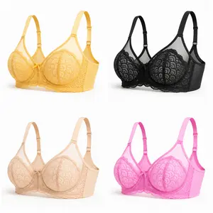Lunaclo Women’s Mermaid Scales Sexy Lace Plus Size Unlined Underwire Non-padded Full Coverage Minimizer Bra with Back Smoothingfor Women Large Bust