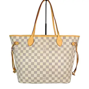 Pre-owned Louis Vuitton Leather Shoulder Bags Damier Azur Neverfull MM Tote Shoulder Bag