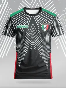 New Mexican Men's Soccer Jersey, Comfortable Football Shirt, Breathable Mesh Fabric Short Sleeve Sports Top, American Retro Style, Lightweight Jersey, Athletic Training Apparel, Sportswear Top