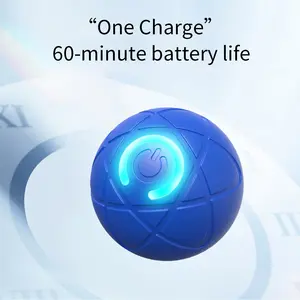 Pet Gravity Jump Ball - Cosmic Series (Blue/Orange) - Smart Sensor Activated, Automatic Rolling & Vibrating, LED Light Ring, Durable PC+TPE, 60-Minute Battery (Type-C), for Small Dogs