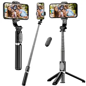 40 inch smartphone selfie stick tripod, expandable selfie stick integrated smartphone tripod with wireless remote control for 360 rotation, suitable for iPhone16/15/14/13/12/12 Pro/11 Pro/XS/XR/X/8/7 Plus and Android Samsung, Google, LG, Sony smartphones