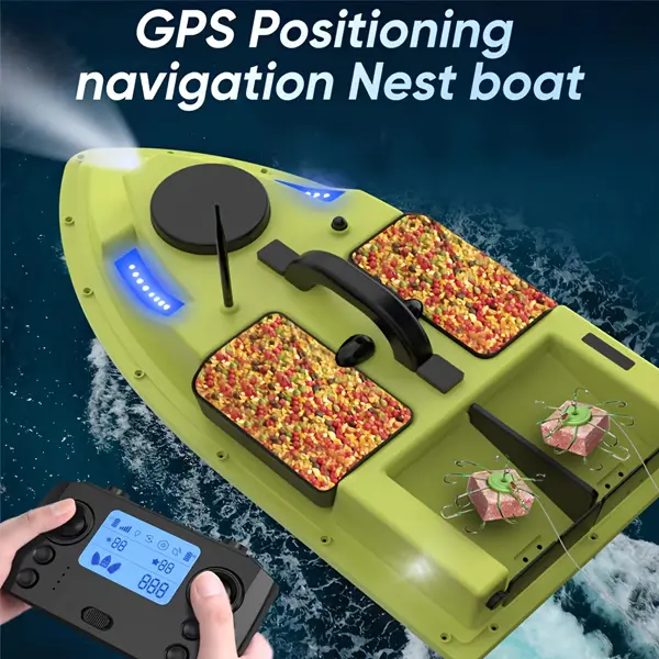 Flagship GPS Smart Bait Boat with Fish & Depth Finders, 600m Long-Range Dual-Signal Remote Control, Large Battery Capacity, 3-Piece Independent Baskets (2 Bait + 1 Hook), Precision Waypoint Memory, Auto Pilot, 1-Key Return & Cruise Modes