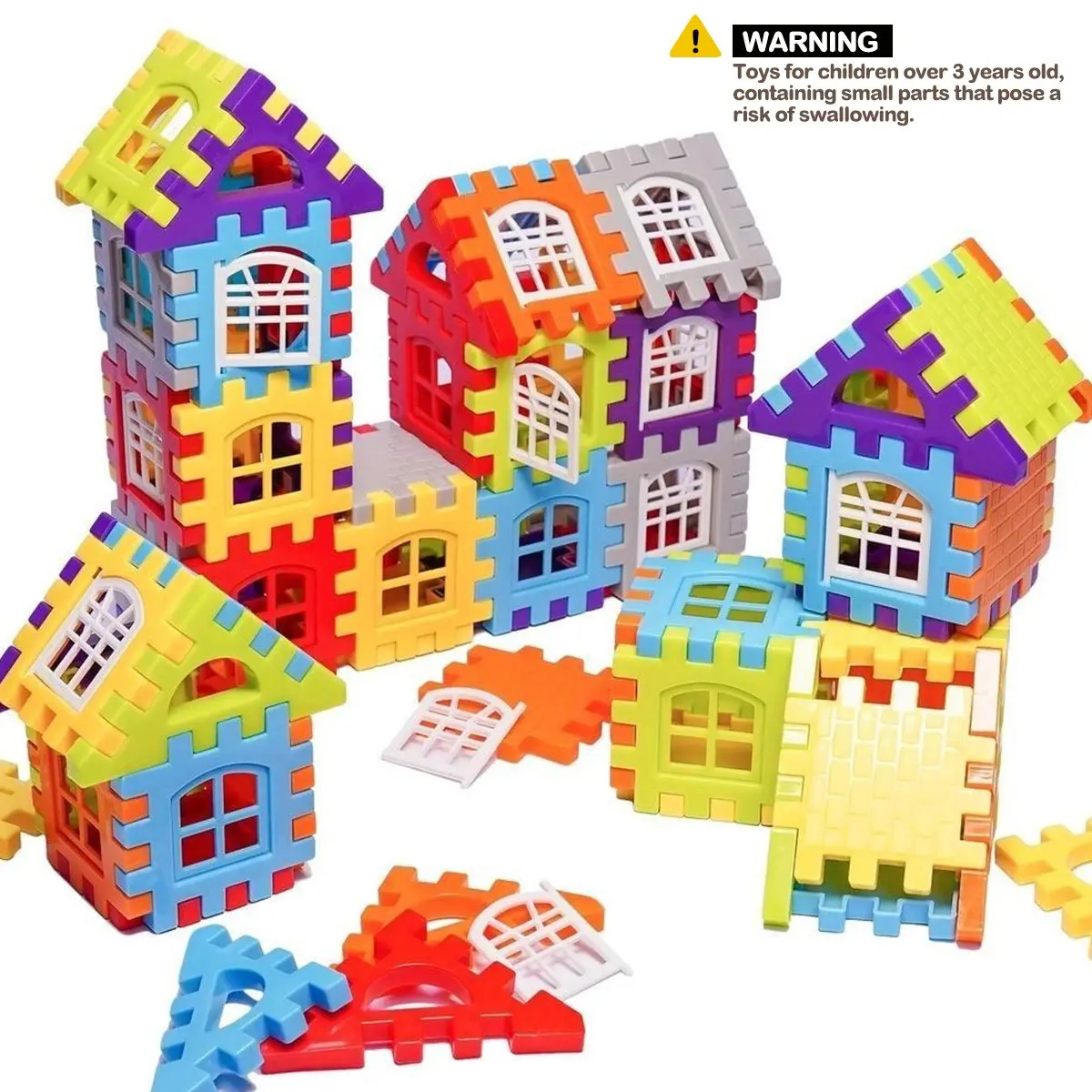 88/195 Piece House Creative Building Blocks Set, Building Block Sets, DIY Building Model, Educational Puzzle Toy for Kids Aged 3+, Brain Development, Portable Plastic Construction Kit