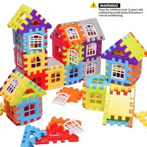 88/195 Piece House Creative Building Blocks Set, Educational Puzzle Toy for Kids Aged 3+, Brain Development, Portable Plastic Construction Kit