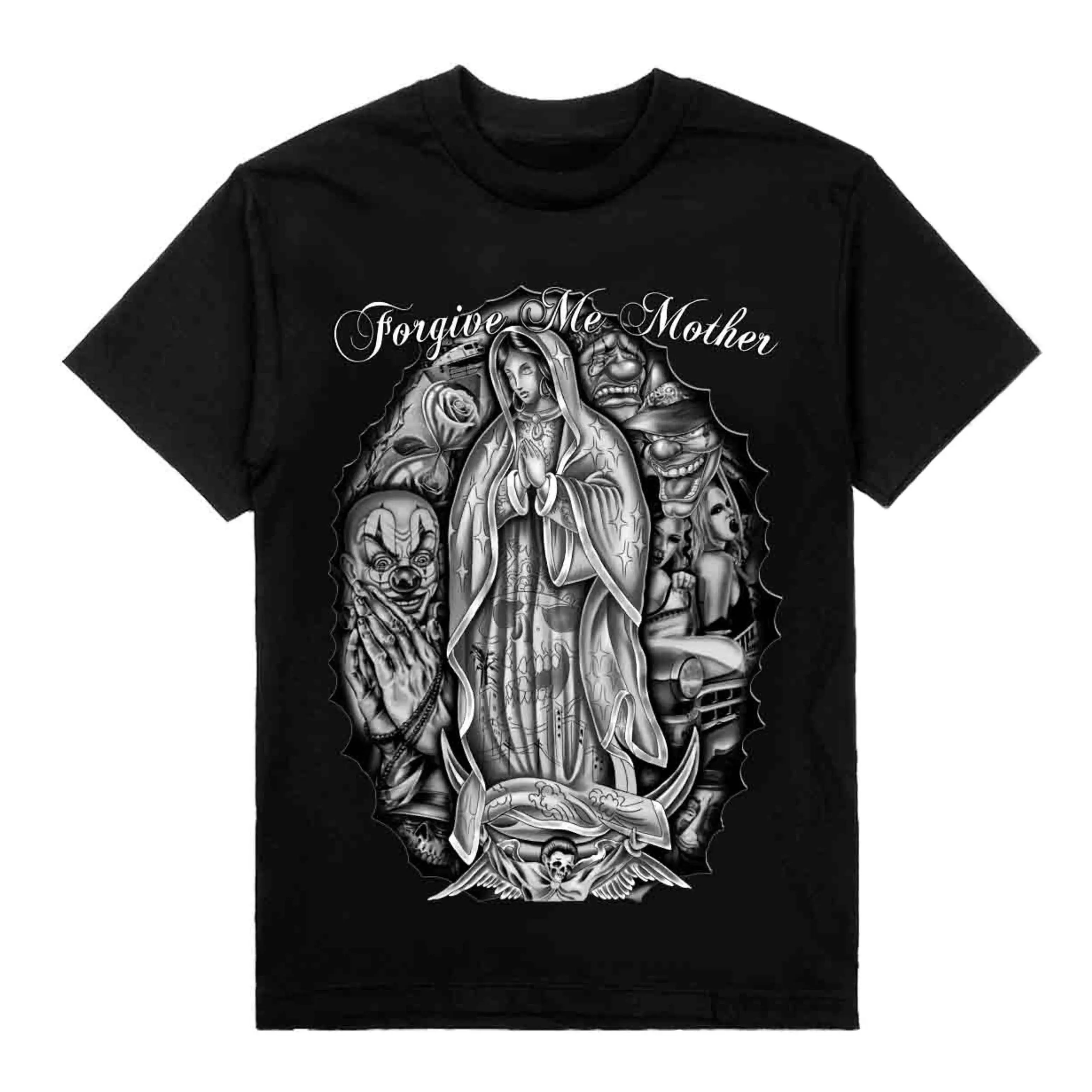 Chicanos Clothing Limited Edition "Graphic Tee - Forgive Me Mother" Cotton Menswear T-Shirt Chicano Outfits Streetwear Top for Daily Life & Work
