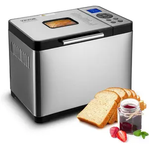 VEVOR Bread Maker, 19-in-1 2LB Dough Machine, Nonstick Ceramic Pan Automatic Breadmaker with Gluten Free Setting, Whole Wheat Bread Making, Digital, Programmable, 3 Loaf Sizes, 3 Crust Colors