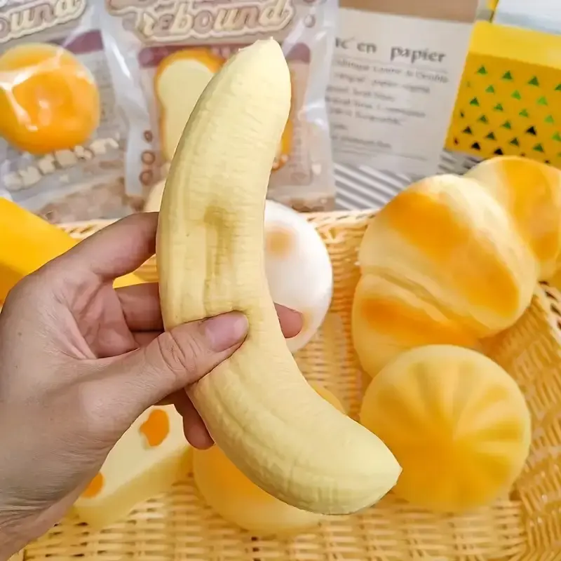 2 pieces Realistic Banana Toys, Soft Slow-Reacting Fake Bananas, Safe Non-Toxic Party Pranks, Adult Humor Gifts, Banana Toy