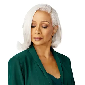 Sensationnel Human Hair Blend Lace Front Wig BareLace Glueless 13X6 Platinum Glow Jasmine