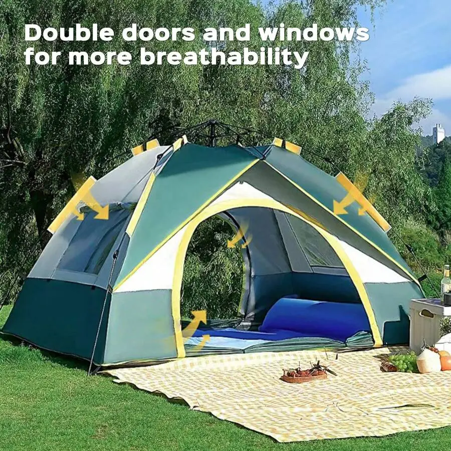 Multi-person Tents for Camping, Unisex Waterproof Pop-Up Shelter for 2-3 People in Lightweight Oxford Fabric with Dual Doors for Hiking, Hiking Camps, Hiking / Light Outdoor