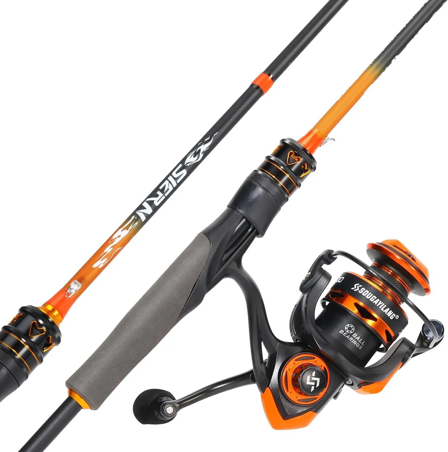 Sougayilang Spinning Combo – 5.2:1 Gear Ratio, 15LB Drag, IM6 Graphite 2-Piece Rod, M/MH Power, Stainless Steel Guides for Bass, Walleye, Catfish