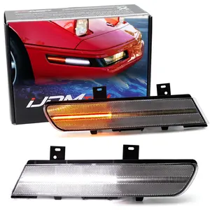 iJDMTOY Semi-Clear Lens Amber Sequential Blink/White Full LED Parking Side Marker Lamp Kit For Chevrolet 1991-1996 C4 Corvette