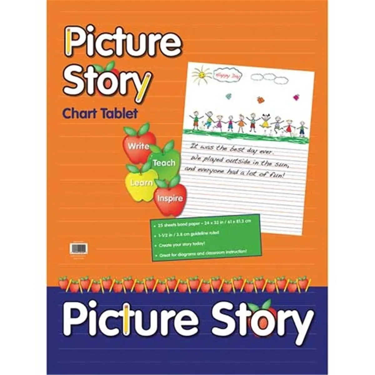 2 ,212 MAIN Chart Tablet, 24x32 Size Ruled Sheets, 1.5 in. Ruled Picture Story, Bond Paper for Charting Use