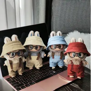 Labubu Summer Set, 17cm Fisherman Hat Glasses Belted Pants, Winter & Summer, Fashionable Clothing Accessories