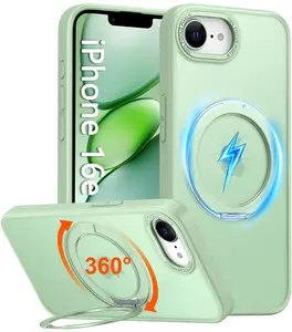 360° Magnetic Privacy iPhone 16e Case [MagSafe Compatible] – Built-in 9H Anti-Spy Screen Protector, Lens Guard, Metal Kickstand, Heavy Duty Shockproof Couple Case Smartphone Cover