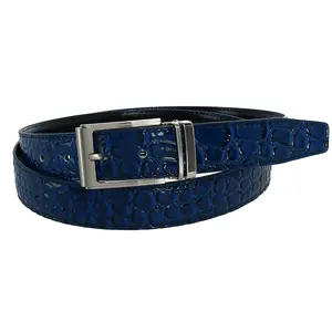 CTM Big & Tall Leather Croc Print Dress Belt with Clamp On Buckle