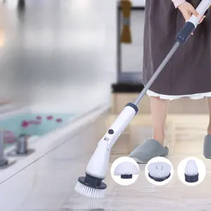 【Local Shipping】Cordless Electric Spin Scrubber - IPX7 Waterproof Power Scrubber with 3 Brush Heads & Adjustable Handle | Deep Cleaning for Bathroom, Shower, Tile, Bathtub & Car | Rechargeable Scouring Brush for Grout, Sinks & Tough Stains