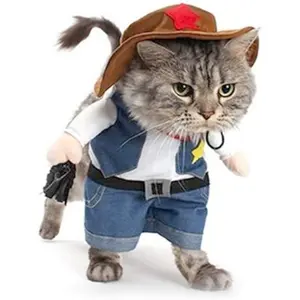 Halloween Cat Cowboy Costume Hat Funny Costume for Cats & Small Dogs- XL