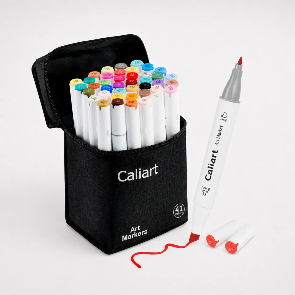 Caliart Official 41Colors Alcohol Based Art Markers Dual Tip Fine & Chisel Permanent Marker Set for Adults Coloring Book Drawing Sketch Highlighters Card Making Art Supplies Craft Supplies DIY Crafts Journaling Notebook Planner FS