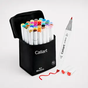 Caliart Official 41Colors Alcohol Based Art Markers Dual Tip Fine & Chisel Permanent Marker Set for Adults Coloring Book Drawing Sketch Highlighters Card Making Art Supplies Craft Supplies DIY Crafts Journaling Notebook Planner FS