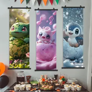 Cartoon Animal Pattern Wall Banner, Wall Hanging Backdrop, 3 Counts/set Cute Pet Pattern Wall Decor, Fun Cartoon Animal Decorations, Game Room Decoration, Living Room Decor