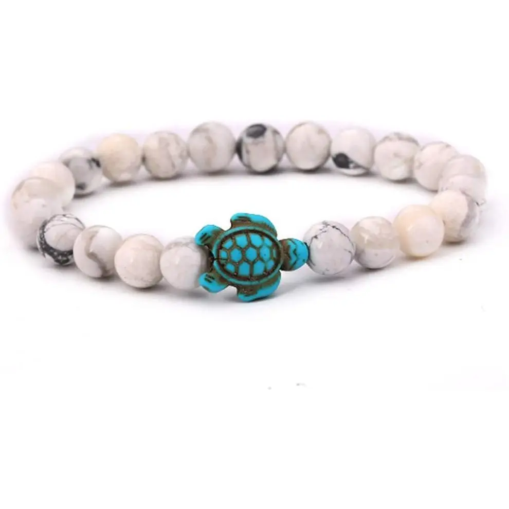 Turtle Beads Chain Bracelet for Women Men   Stone Elastic Stretch Bracelet Friendship Couple Bracelets