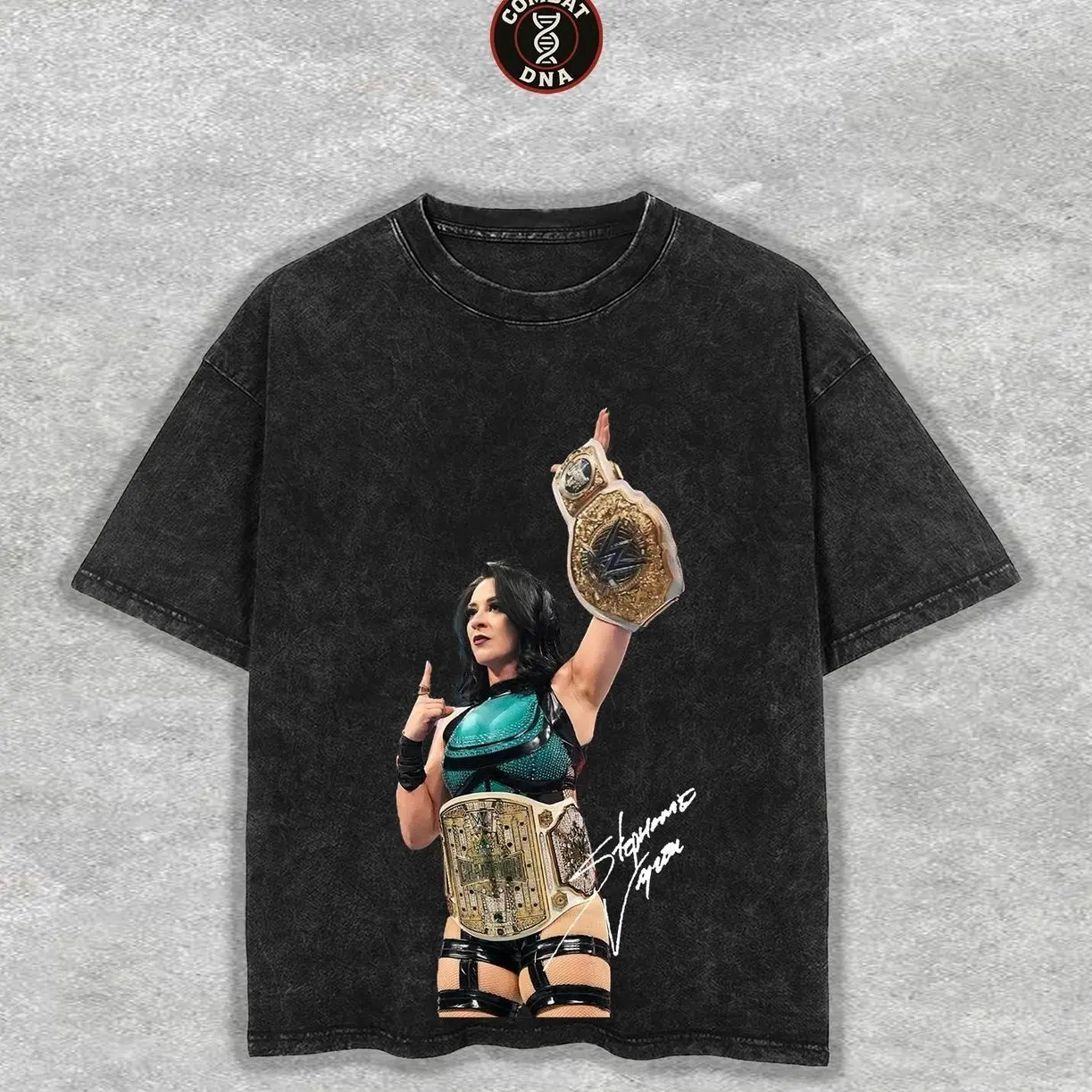Stephanie Vaquer WWE Crown Jewel Champion Tank Top, Vintage Washed Black Muscle Tee, Cotton Crew Neck Streetwear Top, Gym Workout Shirt, Gift for WWE & Wrestling Fans Z2H KFF