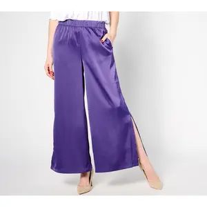 Peace Love World Petite Satin Ankle Length Pull-On Pants