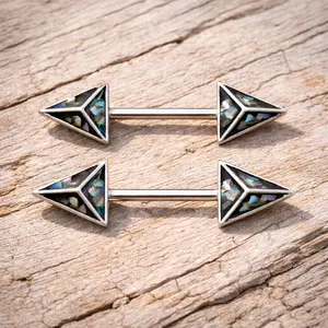 Stainless Steel 3D Triangle Abalone Nipple Bar