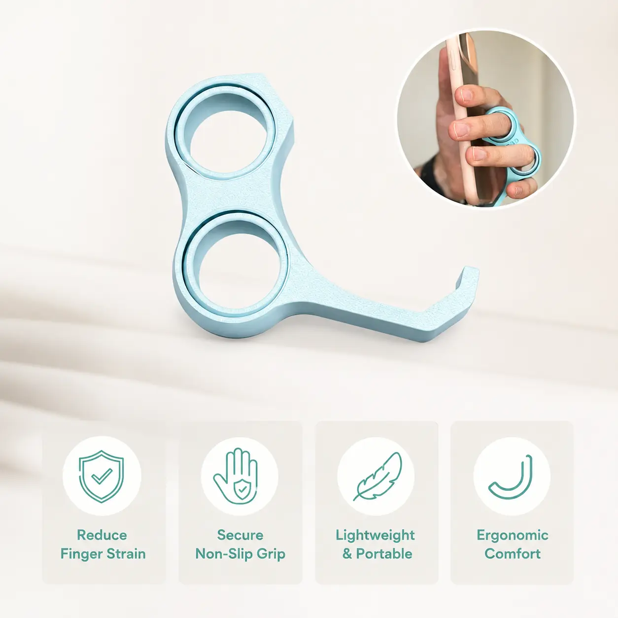 Mobile Phone Accessory Gadget - 1 Count Handy Portable Phone Finger Grip with Rotatable Gyro Rings for Steady Holding and Reduced Finger Strain, Accessories