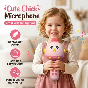 Chicken shaped multifunctional microphone with voice changing, recording, music playback and other functions, making it a fun item for parties and a good choice for gifts