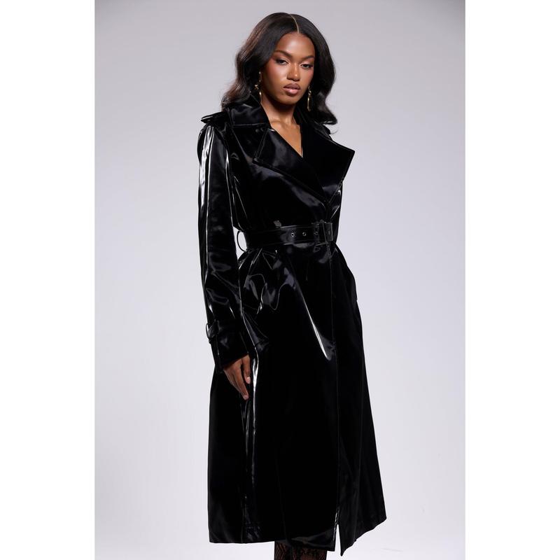 ONYX LIQUID VELVET TRENCH