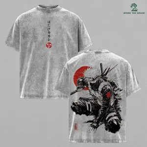 Kakashi Hatake T-Shirt Washed Vintage, Naruto Anime Oversize Streetwear Tee, Sharingan Ninja Graphic Shirt, Unisex Heavyweight Cotton Top, Gift for Anime & Manga Fans
