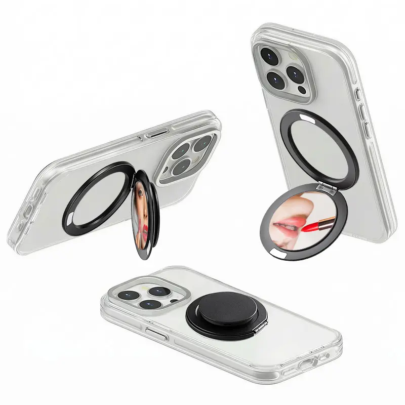 JOYTUTUS 2026 Magnetic Folding Mini Mirror MagSafe Smartphone Accessory - Mag Grip Phone Holder with Built-in Adjustable Kickstand for Portrait, Landscape Use, Mag Grip Phone Holders & Mounts Accessories