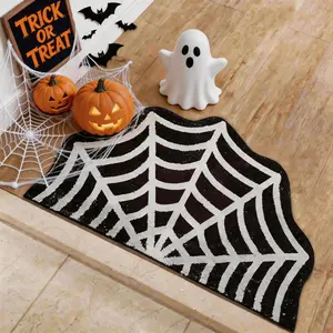 halloween rug,Spider Web Area Rug, 1Counts Halloween Spiderweb Rug, Bathroom Mat, Non-slip Indoor Mat, Floor Mat, Home Decor, Party Decor