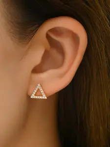 Women's Geometric Triangle Stud Earrings, Copper Material, Casual Style, All-Season Accessory, Plain Design, No Choking Hazard