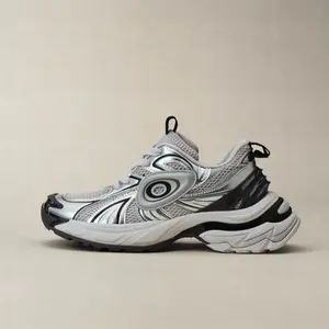 OLD ORDER Turbo GT Chunky Sneakers for Women & Men, Metallic Liquid Silver Platform Retro Fashion Shoes, Height Increasing Casual Streetwear Trainers