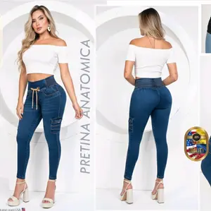 IBC Jeans 2510 Cargo Azul Sin Bolsa High-Quality Denim Pants for Women