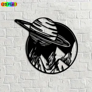 1pc Saturn & Mountain Metal Wall Art, Celestial Saturn Statue Mural, Ideal Gift for New Year, Christmas, Space Decor Enthusiasts, Rust-Resistant Metal Wall Decor Wall Sculptures,  Stunning Outdoor & Indoor Decor