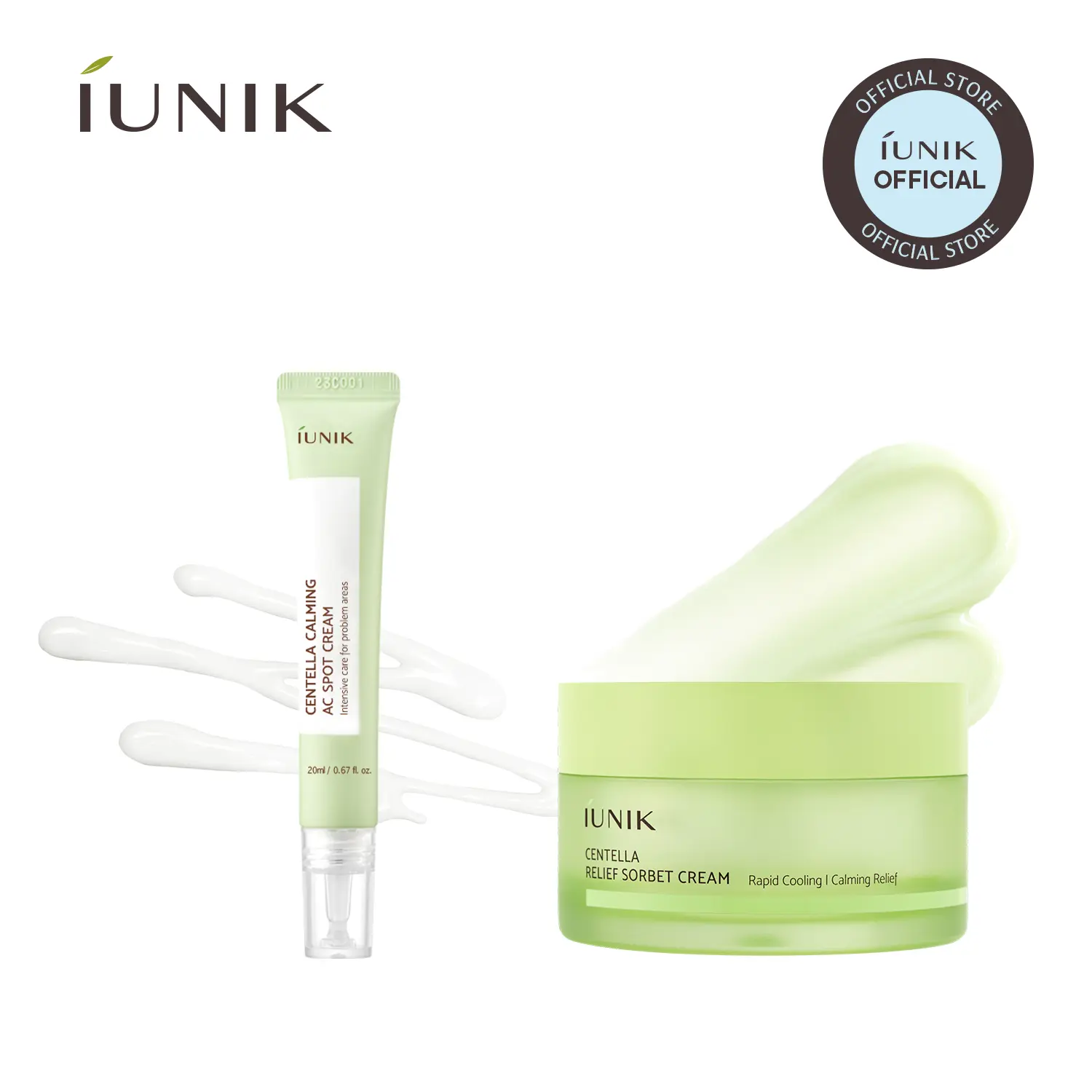 [IUNIK Official] Centella Breakout Redness Recovery Duo |  Centella AC Spot Cream + Centella Sorbet Cream