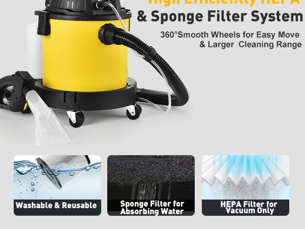 PRETEC 5.5+1 Gallon Wet & Dry Vacuum – 17 kPa Powerful Suction, 4-in-1 Multi-Purpose Cleaner with 15 ft Cord, Quiet 70 dB Operation – Ideal for Dog Hair, Garage, Home & Car PRETEC 5.5+1 Gallon Wet & Dry Vacuum – 17 kPa Powerful Suction, 4-in-1 Multi-Purpose Cleaner with 15 ft Cord, Quiet 70 dB Operation – Ideal for Dog Hair, Garage, Home & Car