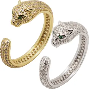 925 Sterling Silver 14k Gold Vermeil AAA Cubic Zirconia Panther Ring